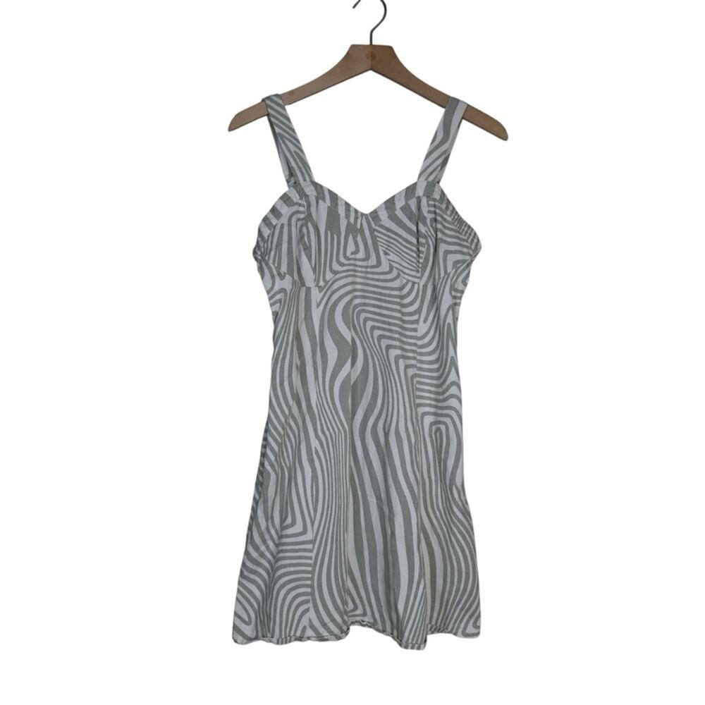 Sincerely Jules Women's L Green White Zebra Print Sundress